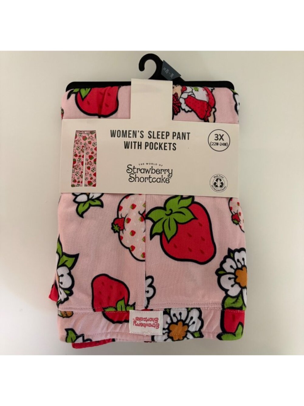Womens Strawberry Shortcake Sleep Pants Size 3X Pockets Pink Soft Comfy NEW
